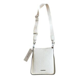 NWT! Calvin Klein Fay North South Crossbody Bag Womens Cherub White